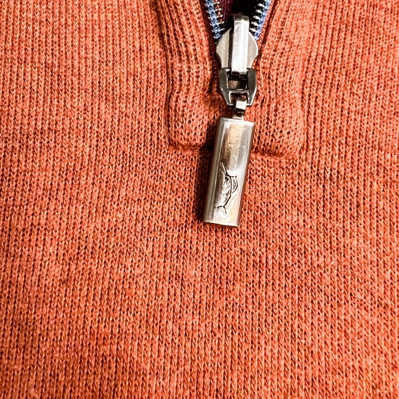 Tommy Bahama Flip Side Orange Burgundy Reversible 1/4 Zip Long Sleeve Sweater - Picture 2 of 11